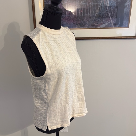 Madewell Mixtape Mock Neck Tank In Colorblock Cream/Gray - Size L - Picture 2 of 9